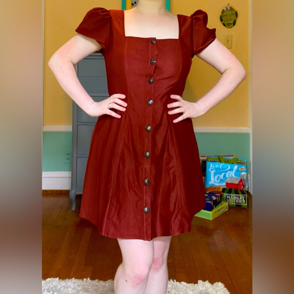 ~burnt orange corduroy cottagecore dress~